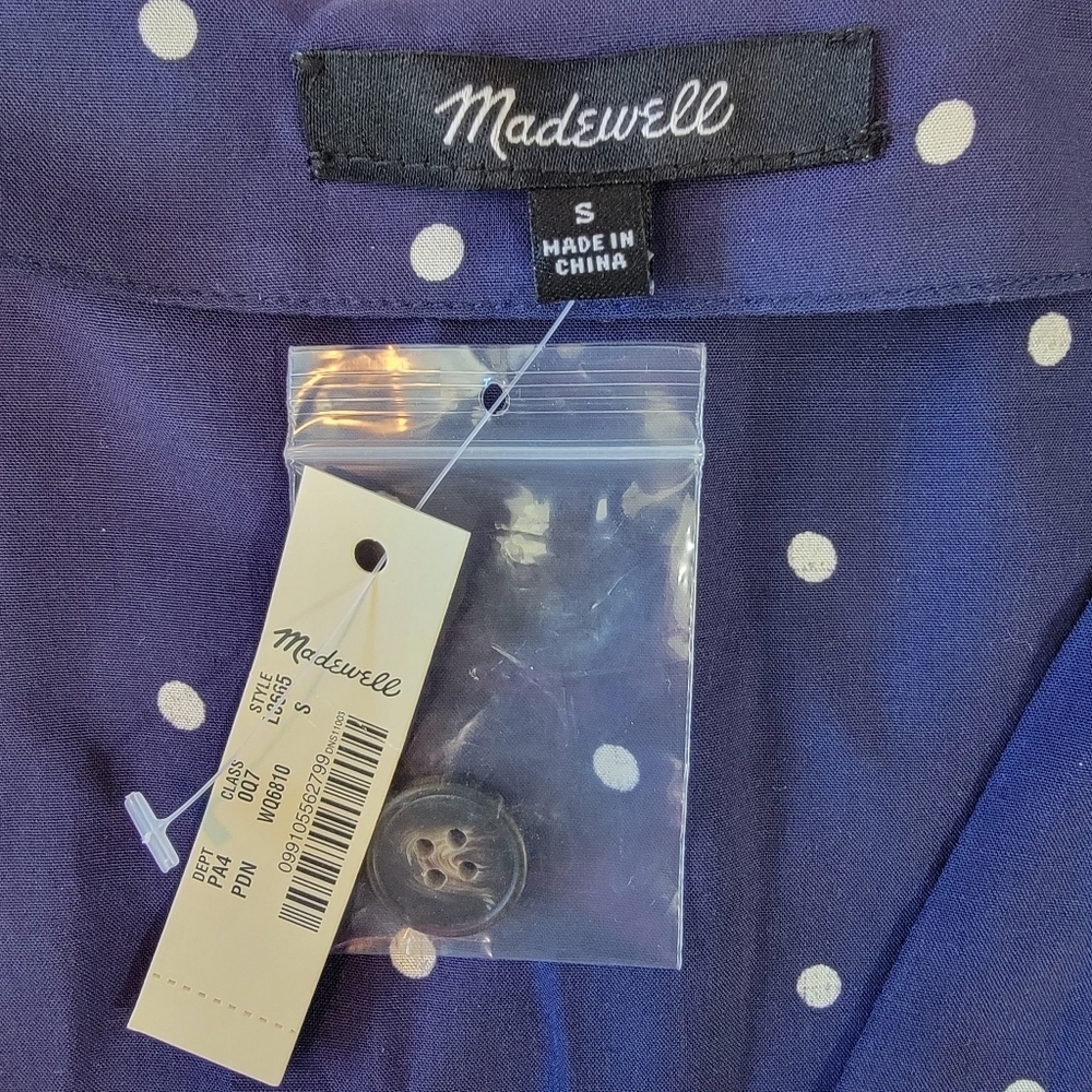 NWT Madewell Button Front Day Romper In Navy White Polka Dot Preppy Size Small - Picture 8 of 12